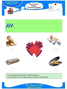 Çocuklar İçin M Sesi Çalışma Sayfaları 